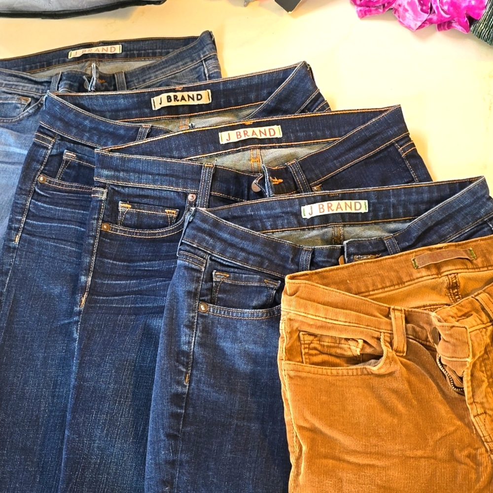 Lot of 5 pairs of J Brand blue jeans and corduroy pants size 26
